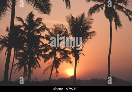 Lever du soleil sur la plage de Goa à Colva Benaulim Banque D'Images