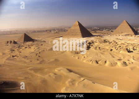 L'Egypte, les pyramides de Gizeh, Khafré, Khufu, Menkaourê Banque D'Images
