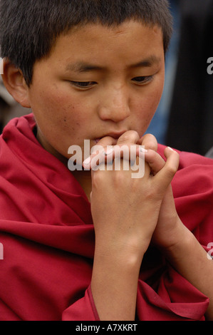 Moine de Songzhanling monastère. Zhongdian. Xian de dêqên Autonymous tibétain préfecture. La province du Yunnan. Chine Banque D'Images