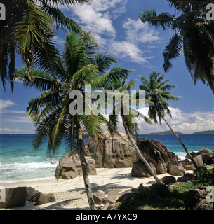 La Digue, Anse Banane beach, les Seychelles, océan Indien Banque D'Images