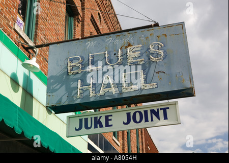 USA, New York, Memphis Beale Street : Divertissements Juke signe commun Banque D'Images