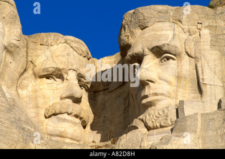 La lumière du matin sur Roosevelt et Lincoln visages sur le Mont Rushmore le Mont Rushmore National Memorial le Dakota du Sud Banque D'Images