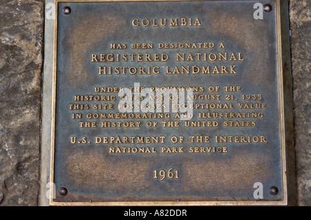 Le National Historic Landmark plaque au parc d'état historique de Columbia Highway 49 pays de l'or en Californie Banque D'Images