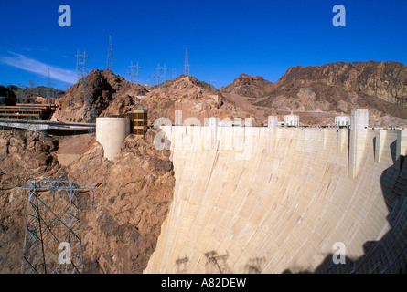 Le Barrage Hoover et le Centre d'Hoover Dam National Historic Landmark Nevada Arizona Banque D'Images