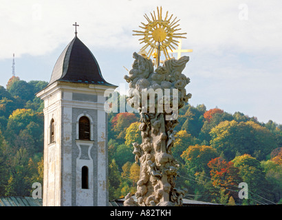 Kremnica ville remonte à l'an 1328 Monument de personnes sont mortes en 1765 72 personnes 67 épidémies momument montre Banque D'Images