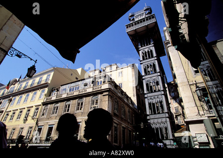 Portugal, Lisbonne, Province Estramadura, quartier de Baixa, Elevador de Santa Justa (Santa Justa) Banque D'Images