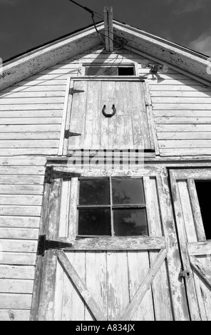 Détail en noir et blanc d'une ancienne grange et délabrées. Camera : Nikon D2x. Banque D'Images