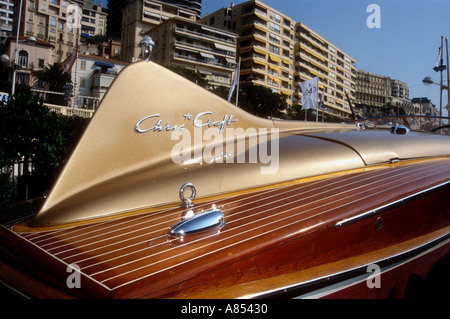 Chris Craft 1955 un bateau à moteur runabout Cobra à Monaco Monte Carlo France Mer Méditerranée Banque D'Images