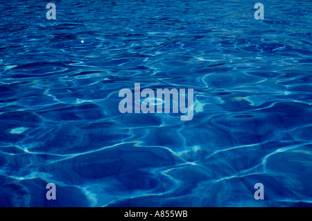 Close up d'eaux de surface de l'eau bleu de la piscine. Banque D'Images