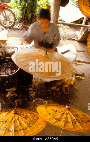 Parapluies Bo Sang Chiang Mai Thaïlande Banque D'Images