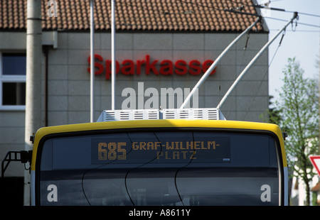 Electric Trolleybus, Solingen, Rhénanie du Nord-Westphalie, Allemagne. Banque D'Images