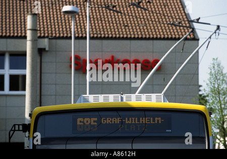 Electric Trolleybus, Solingen, Rhénanie du Nord-Westphalie, Allemagne. Banque D'Images