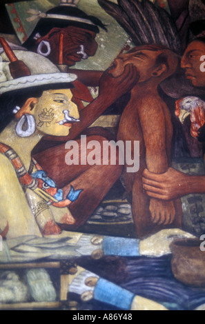 Diego de Rivera fresques au Palacio de Gobierno à Mexico DF Banque D'Images