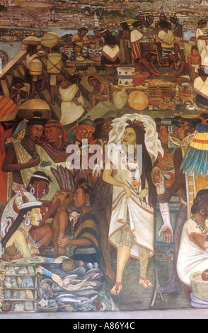 Diego de Rivera fresques au Palacio de Gobierno à Mexico DF Banque D'Images