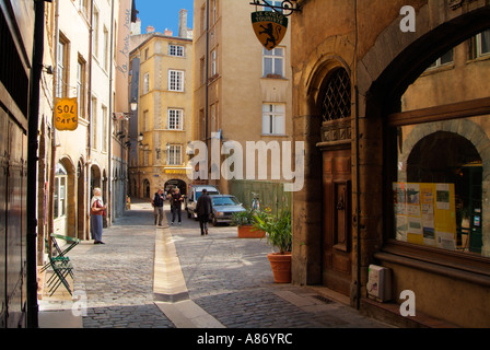 Rue du boeuf dans le Vieux Lyon quartier Saint Jean Banque D'Images