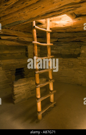 Bain dans Hogan, épicéa Chambre ruines, le Parc National de Mesa Verde, Colorado, bien préservé village Anasazi Puebloan Banque D'Images