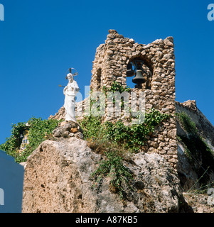 Ermita de la Virgen de la Pena de culte et clocher, Mijas, Costa del Sol, Andalousie, Espagne Banque D'Images