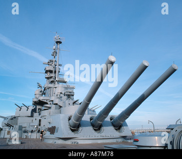 Sur les armes principales de la Seconde Guerre mondiale USS Alabama Battleship Memorial Park, cuirassé, Mobile, Alabama, États-Unis Banque D'Images