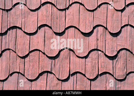 Détail d'une maison en bardeaux typiques Castro Chili sur l'île de Chiloe Banque D'Images