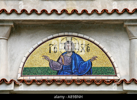 Mosaiks, couvent Moni AG Georgios Selinari, Crète, Grèce Banque D'Images