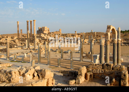 Vue de l'excavation à Romain le théâtre Sabratha en Libye Banque D'Images