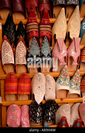 Chaussures en cuir à vendre Médina Marrakech Maroc Banque D'Images