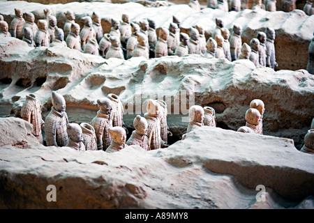 Chine XI AN l'armée de guerriers de terre cuite découverts dans le tombeau de Qin Shi Huang Banque D'Images