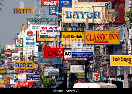 Thaïlande Bangkok Khao San road signs Banque D'Images