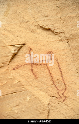 Hunter petrograph sur paroi du canyon Horseshoe Canyon District Unité Maze Canyonlands National Park Utah Banque D'Images