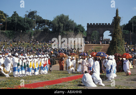 Cérémonie sur place Meskel Meskel, Addis Abeba, Ethiopie Banque D'Images