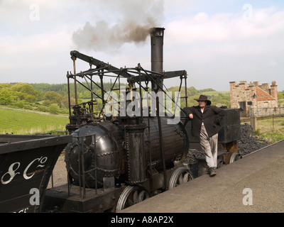 Groupe de travail de George relica Stephensons 1825 Locomotion locomotive à Beamish Museum of Northern Life Banque D'Images