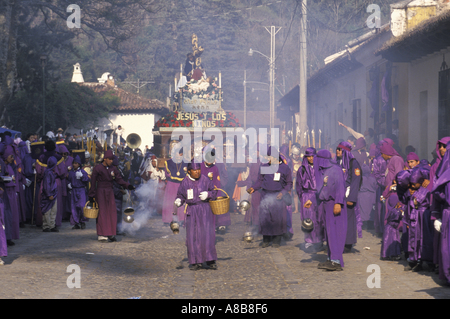 Sacatepequez Guatemala Antigua province Semaine Sainte Jeudi Saint San Cristobal El Bajo procession Banque D'Images