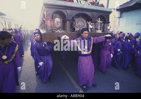 Sacatepequez Guatemala Antigua province Semaine Sainte Jeudi Saint San Cristobal El Bajo procession Banque D'Images