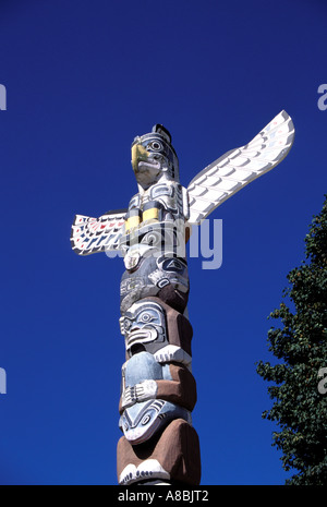 Canada Vancouver totem dans Stanley Park Banque D'Images