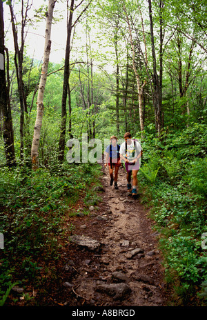 Le New Hampshire les randonneurs sur l'Appalachian Trail de Nouvelle-Zélande Hut Banque D'Images