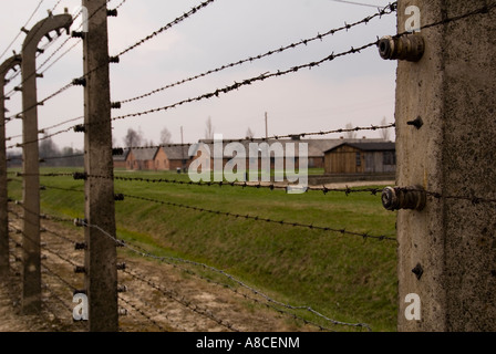 Auschwitz Birkenau Clôture électrifiée Banque D'Images