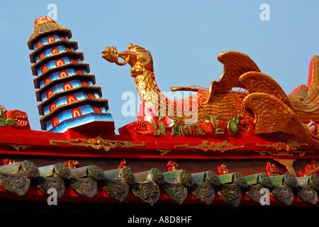 La Thaïlande Wat Phananchoeng Ayyuthaya toit de Temple chinois Banque D'Images