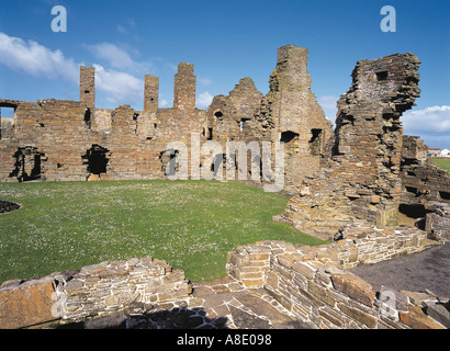 dh Earls Palace BIRSAY ORKNEY Earl Robert Stewart Palace murs de pierre ruines attraction touristique Banque D'Images