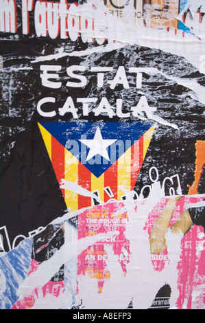 Rermains des affiches à Barcelone (2006), l'Espagne, Europe Banque D'Images