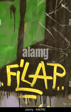 Graffiti dans Barcelone (2006), l'Espagne, Europe Banque D'Images