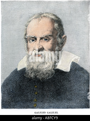 L'astronome italien Galileo Galilei. La main, d'une illustration de demi-teinte Banque D'Images