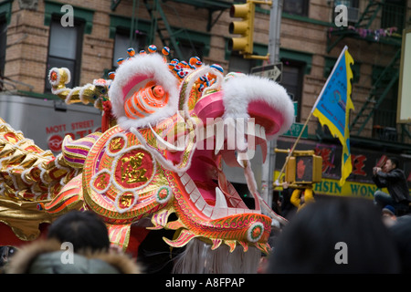 Défilé du Nouvel An chinois 2007 02 25 New York Chinatown Banque D'Images