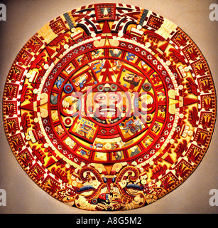 Pierre aztèque du Mexique Maya Maya sun calendar Museum Banque D'Images