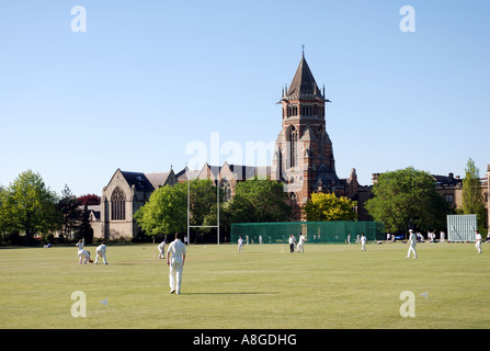 Match de cricket de l'école de Rugby, Warwickshire, England, UK Banque D'Images