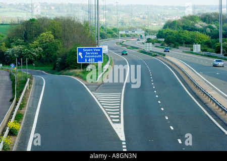 La sortie de l'autoroute M4 Road, Avon, Royaume-Uni. Banque D'Images