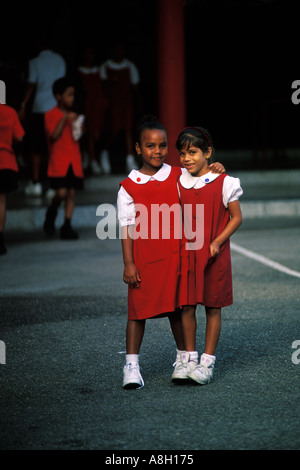 Trinidad, deux écolières Banque D'Images