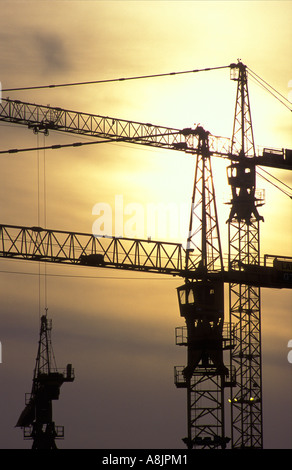 Cranes at construction site Avonmouth England UK Banque D'Images