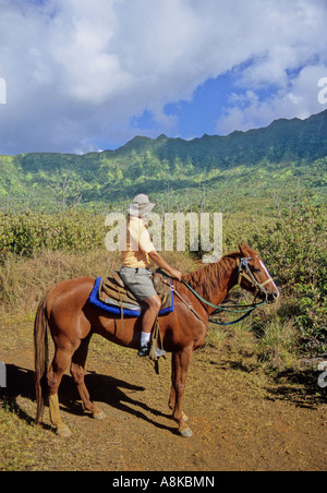 Cavalier sur Kauai Banque D'Images