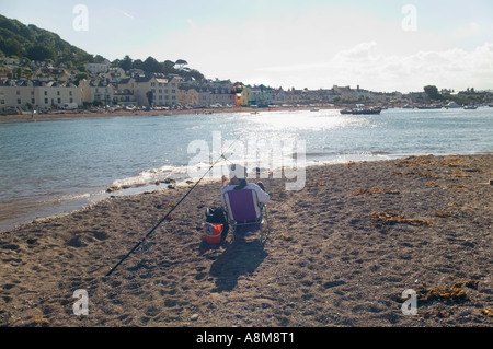 La pêche dans l'embouchure de la rivière Teign à l'ensemble de l'estuaire vers Shaldon Teignmouth Devon de Grande-Bretagne Banque D'Images