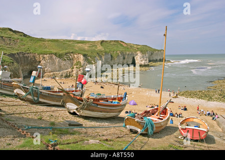 Flamborough East Yorkshire UK North Landing et Cobles Banque D'Images